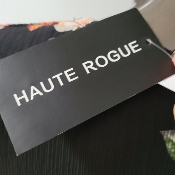 Haute Rogue Black Floral Mini Wrap summer dress 😎 L Petite (Or Sz S/M) - Picture 7 of 14